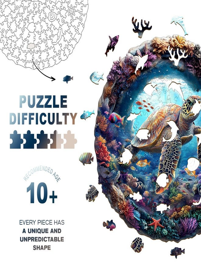 Purdicra Wooden Puzzles for Adults, 3D Vision Turtle Wooden Jigsaw Puzzles with Unique Shape, Adult Jigsaw Puzzle, Birthday Gifts for Adults, 11.4"x11.4"-200pcs - Image 2